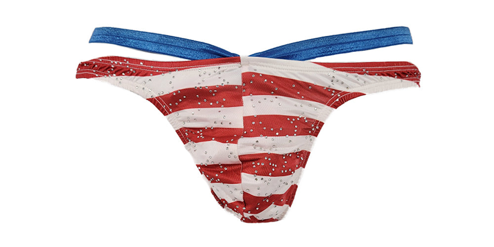 Mens Stars and Stripes Double Strap Thong (Sexy 4th of July American F LingerRave Mens Stars and Stripes Double Strap Thong (Sexy 4th of July American F LingerRave
