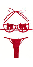 2-Piece Open Cup Lingerie Set with Bow details – Open Bra & Matching Thong