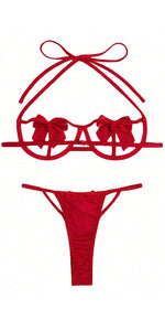 2-Piece Open Cup Lingerie Set with Bow details – Open Bra & Matching Thong