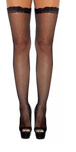 Fishnet Thigh High Tights with Lace Top- Soft Comfortable Stockings