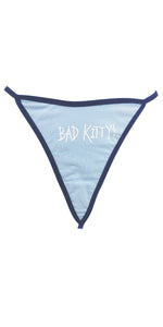 Bad Kitty Light Blue Cotton G String/Thong (Triangle Back) Pet Play/ DDLG