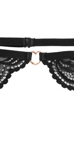 Sexy Lace Garter Belt with Gold Heart Charm Detail– One Size