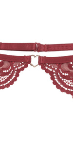 Sexy Lace Garter Belt with Gold Heart Charm Detail– One Size