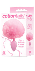 Vibrant Pink Faux Fur Bunny PetPlay Cotton Tails - Silicone Anal Plug