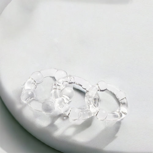 Clear Cock Ring Set 3pc Stretchy Penis Ring with Textured Ridges for LingerRave Clear Cock Ring Set 3pc Stretchy Penis Ring with Textured Ridges for LingerRave