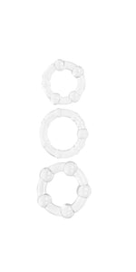 Clear Cock Ring Set 3pc– Stretchy Penis Ring with Textured Ridges for Enhanced Pleasure & Stamina – Comfortable, Body-Safe, Reusable Erection Rings for Men