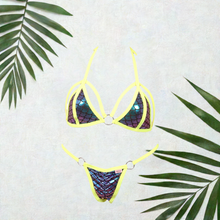 Strappy O-Ring Bikini Set – Sexy Two-Piece with Center Ring Halter Top & Matching Scrunch Back Panty with O-Ring Accents