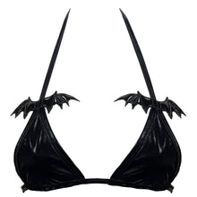 Mico Black Bat Faux Vinyl Bralette with Adjustable Straps