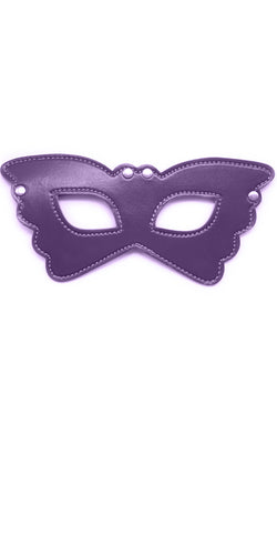Sleek Studded Faux Leather Fetish Butterfly Eye Mask (Dark Purple) BDSM