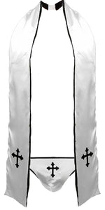 Men's Sinful Priest Costume (3pc Thong, Stole & Collar) Religious Roleplay