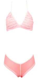 Adiva Intimates Ruffle Bikini Bra & Booty Short (O/S) Pink