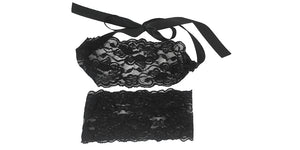 Soft Sexy 2pc Sheer Lace Blindfold & Matching Leg Garter/Eye Mask (Erotic BDSM Role Play, Wedding, Bridal, Bachelorette Party)