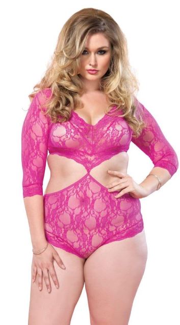 Plus Size Sexy Lace Side Cutout Teddy Women's Lingerie Body Stocking