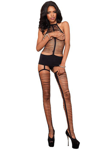 Seamless Cutout Dress w/ Attached Garters (Bodystocking) (one size)