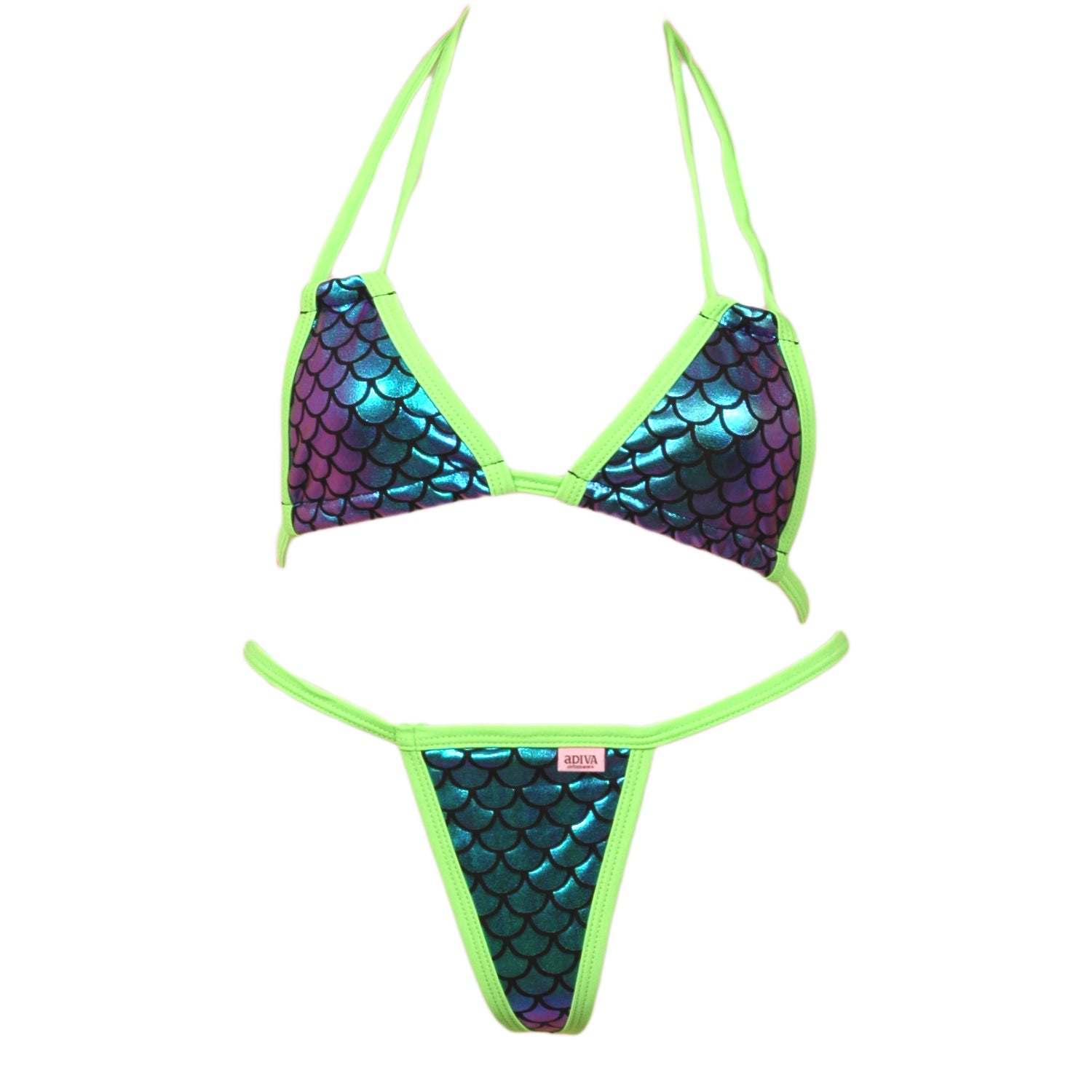  G-String Thong V- String Thong Neon Green Double