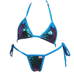 Cut Out Accent Scale Bikini Top and Scrunchy Butt Tie Side Panty