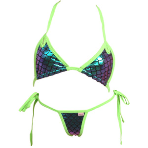 Cut Out Accent Scale Bikini Top and Scrunchy Butt Tie Side Panty