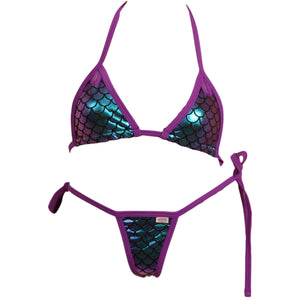 Cut Out Accent Scale Bikini Top and Scrunchy Butt Tie Side Panty