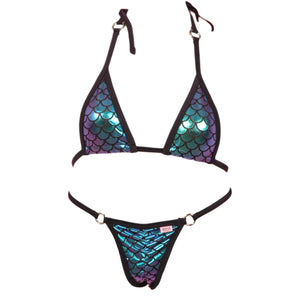 Micro Scale Bikini Top w/O-Rings and Scrunchy Front and Back Panty Accent