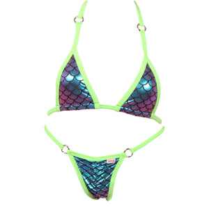 Micro Scale Bikini Top w/O-Rings and Scrunchy Front and Back Panty Accent