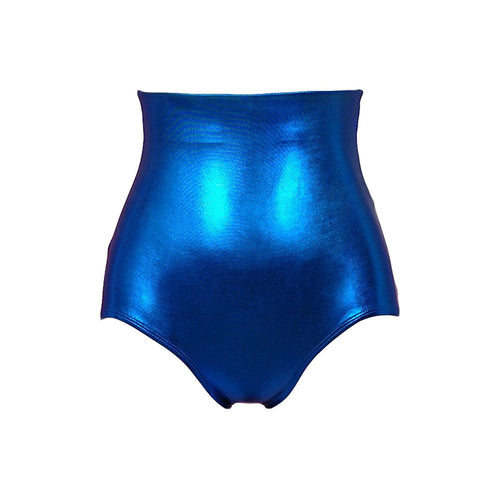 High Waist Lamé Dance Brief - Blue