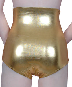 High Waist Lamé Dance Brief - Gold