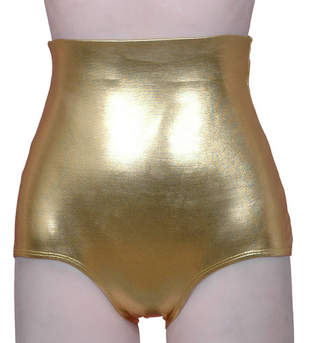 High Waist Lamé Dance Brief - Gold