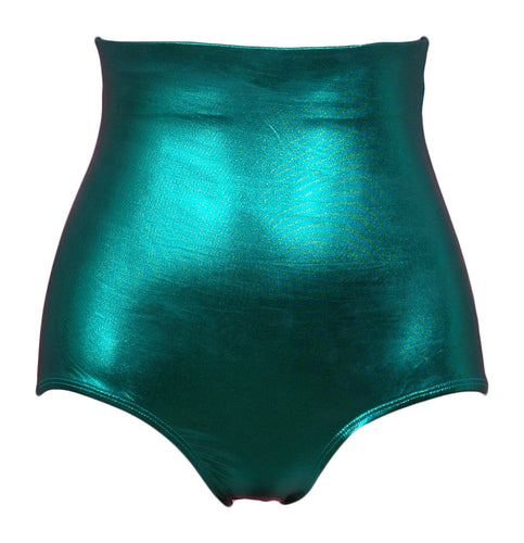 High Waist Lame Brief - Green