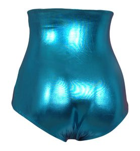 High Waist Lamé Dance Brief - Turquoise