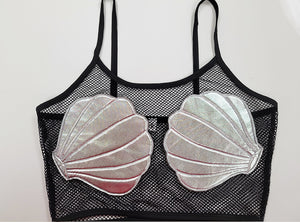 Fishnet Crop top with sea Shell