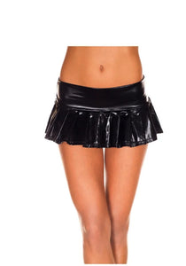 Metallic Pleated Mini Skirt (Black)