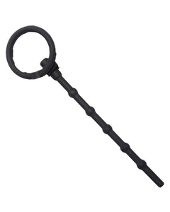 6'' Black Silicone Penis Plug with O Ring (urethra play) BDSM