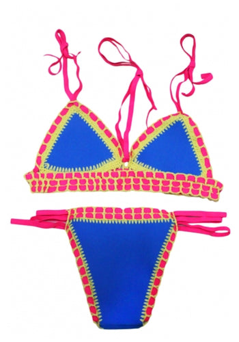 Strappy Halter Crochet Trimmed 2pc Bikini