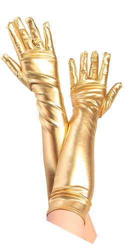 Unisex Extra- Long Metallic Gloves (1 Pair) / Disco/ Costume/ Cosplay/ Raves