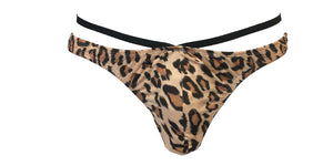 Men's Leopard Print Thong w/ Double Waist Strap, Animal print G-String Underwear, Men's Sexy Underwear