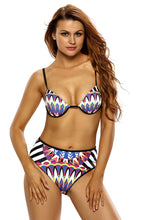 Multicolor Tribal Print 2pc High Waist swimsuit