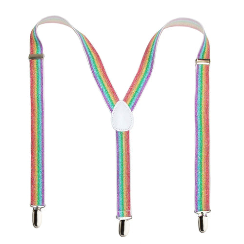 Adjustable Elastic Y Back suspender Unisex Rainbow Glitter Suspender