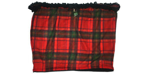 Holiday Christmas Mesh Red Plaid Tube Top with Lace Trim on top and Accent Black Bow with Bell (Angelina Collection)