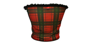 Holiday Christmas Mesh Red Plaid Tube Top with Lace Trim on top and Accent Black Bow with Bell (Angelina Collection)