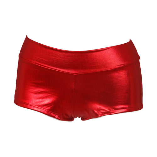 Red Lame Banded Boyshort