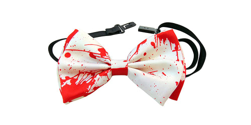 White & Red Bloody Bow tie, Unisex Pre-tied Halloween Bow tie/ Costume/Coplay