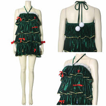 Layered Ruffle Christmas Tree Dress(S/M)