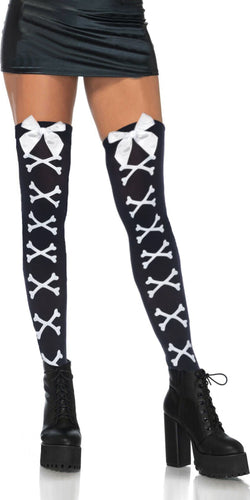 Cross Bone Print Thigh Highs (Gothic/ Halloween Stockings)