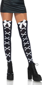 Cross Bone Print Thigh Highs (Gothic/ Halloween Stockings)