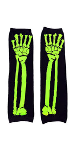 Unisex Skeletal Gloves/ Arm Warmers/ Fingerless Hand Warmers(Green)