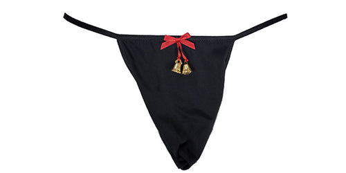 Men's Jingle Bell Holiday Pouch Thong (Men Christmas Underwear) Christmas G-String with bells