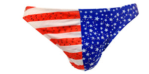 Mens Underwear Thong, USA American Flag with accent Rhinestone, Soft Full Thong Underwear