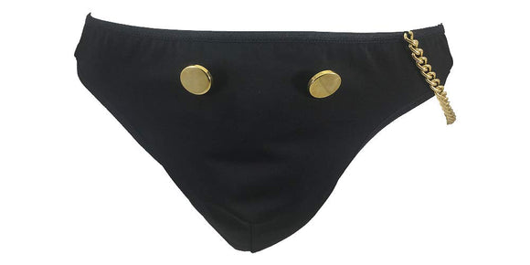 Men's Sexy Black Classic New Year tuxedo thong w/ accent gold