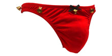 Men's Sleigh Bell Christmas Thong w/ Jingle Bells on waist & bow (Sexy Holiday Santa Brief) underwear