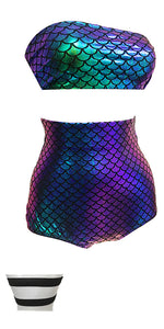 Woman's Sexy 2pc Mermaid (High waisted dance briefs, matching top with elastic back) Rave/ Costume/ Festival/ Role Play/ Coplay